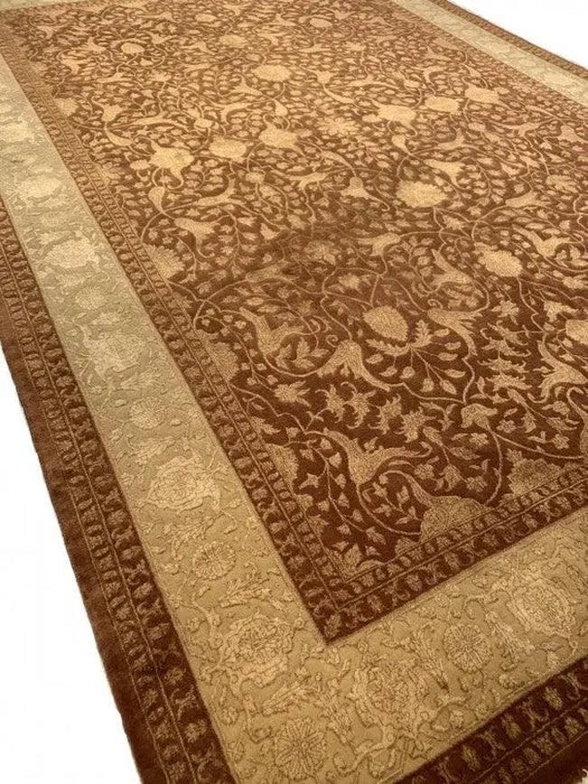 Canvello Rust Color Fine Hand Knotted Silk & wool Tabriz Design 8'2'' X 12'1'' - Canvello