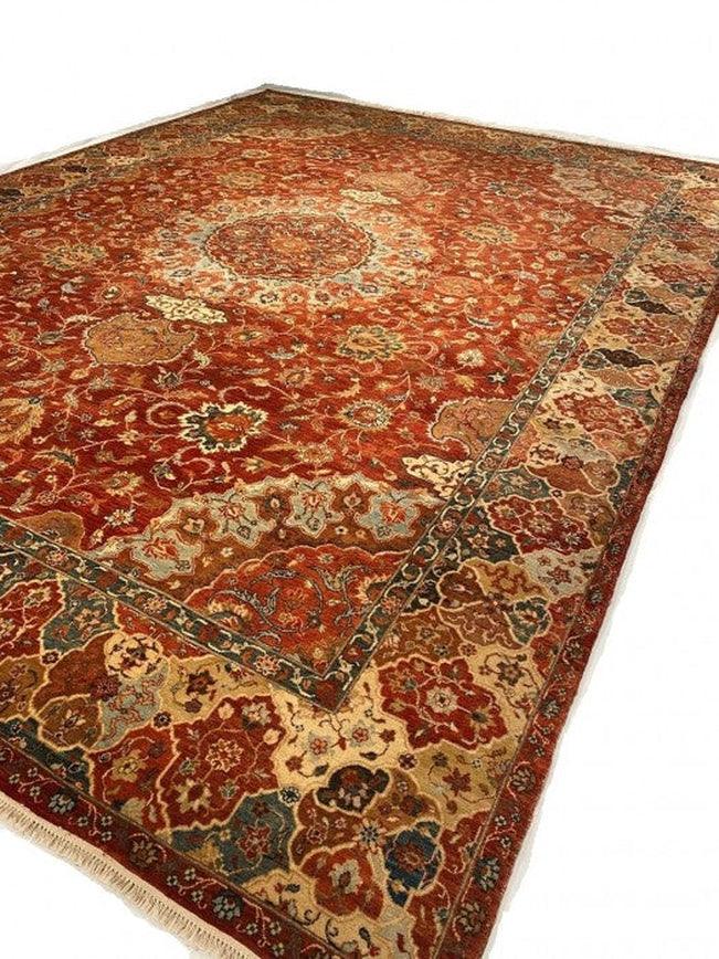 Rust Color Fine Hand Knotted Persian Design Tabriz 9'1'' X 12'1''
