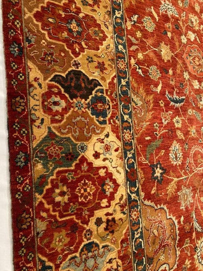 Canvello Rust Color Fine Hand Knotted Silkroad Design Tabriz 9'1'' X 12'1'' - Canvello