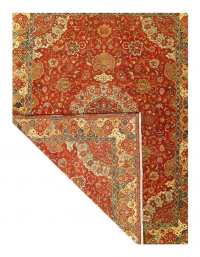 Canvello Rust Color Fine Hand Knotted Silkroad Design Tabriz 9'1'' X 12'1'' - Canvello