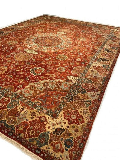 Canvello Rust Color Fine Hand Knotted Silkroad Design Tabriz 9'1'' X 12'1'' - Canvello