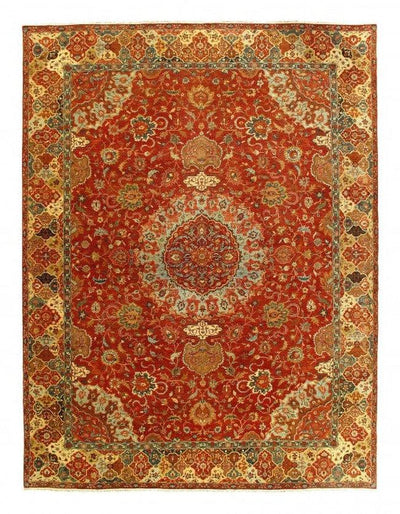 Canvello Rust Color Fine Hand Knotted Silkroad Design Tabriz 9'1'' X 12'1'' - Canvello