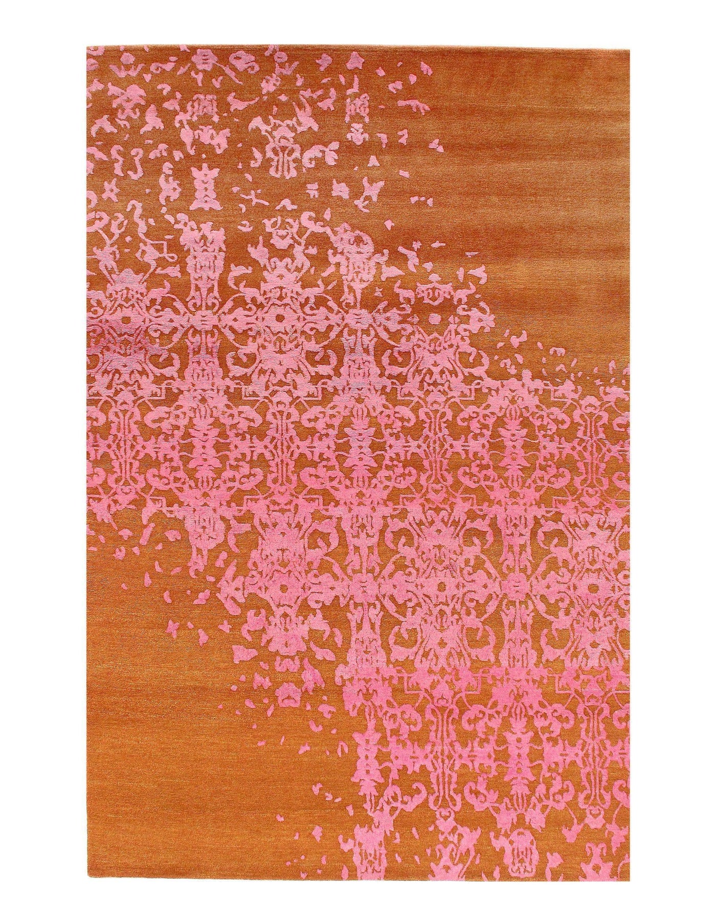 Rust Color Modern Hand Knotted Rug 6' X 9'