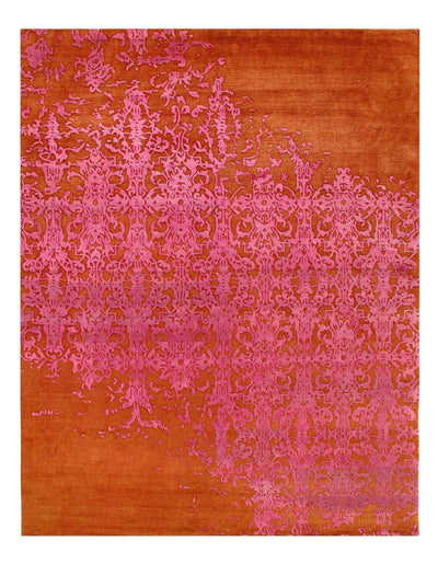 Canvello Rust Color Modern Hand Knotted Rug 8' X 10 - Canvello