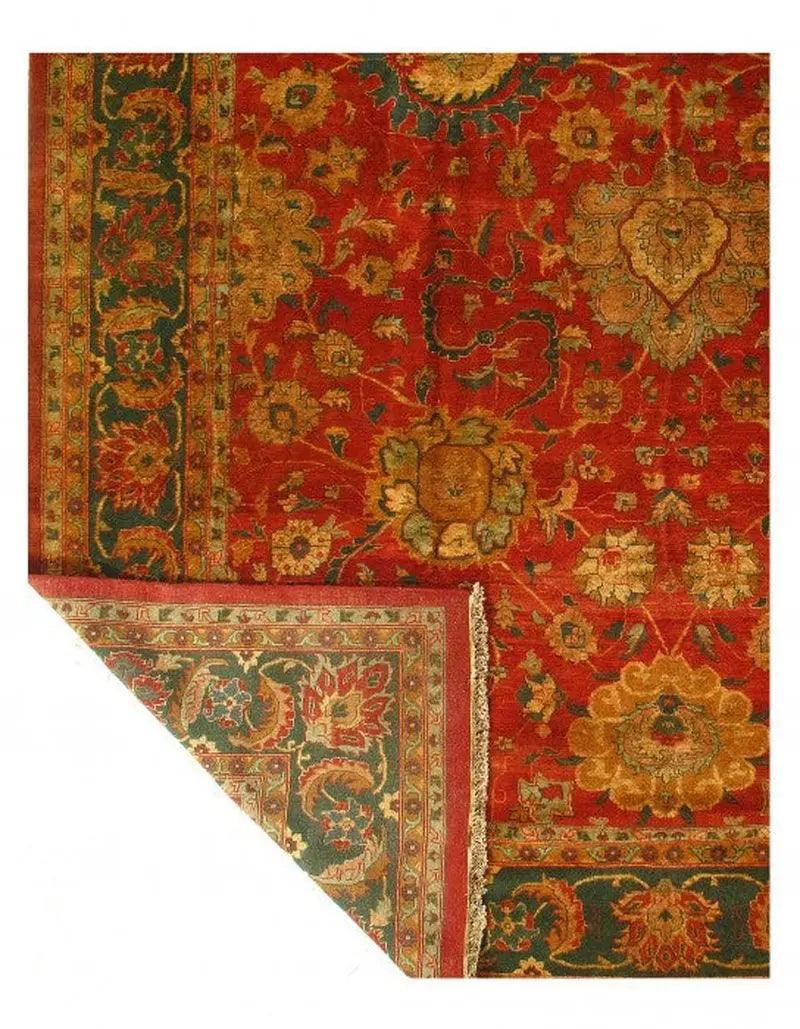 Canvello Rust Fine Hand-Knotted Agra Rug - 10' X 14'7''