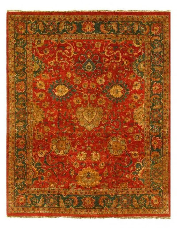 Canvello Rust Fine Hand-Knotted Agra Rug - 10' X 14'7''