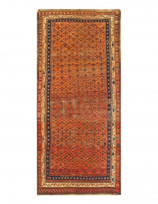 Canvello Rust Fine Hand Knotted Antique Kurdish Rug 3'8'' X 8'3'' - Canvello