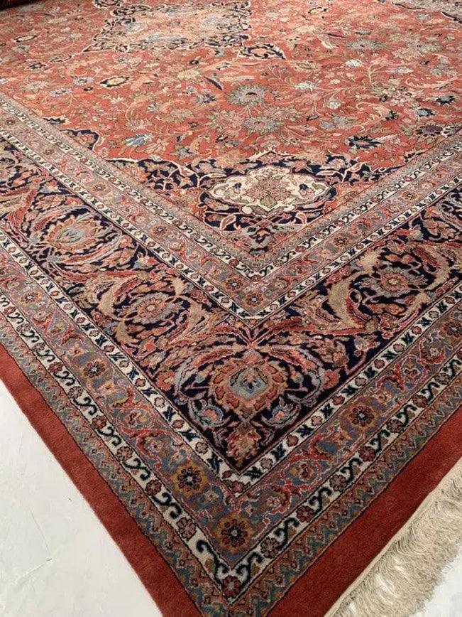 Canvello Rust Fine Hand - Knotted Kashan Rug - 12' X 17' - Canvello