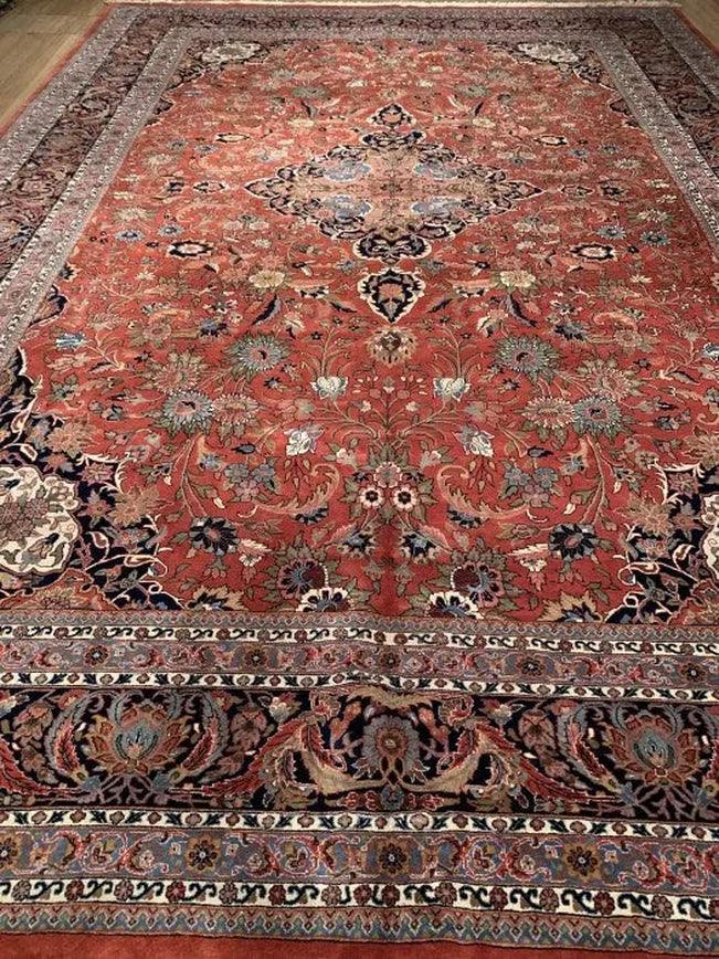 Canvello Rust Fine Hand - Knotted Kashan Rug - 12' X 17' - Canvello