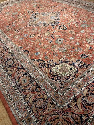 Canvello Rust Fine Hand - Knotted Kashan Rug - 12' X 17' - Canvello