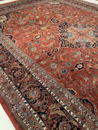 Canvello Rust Fine Hand - Knotted Kashan Rug - 12' X 17' - Canvello