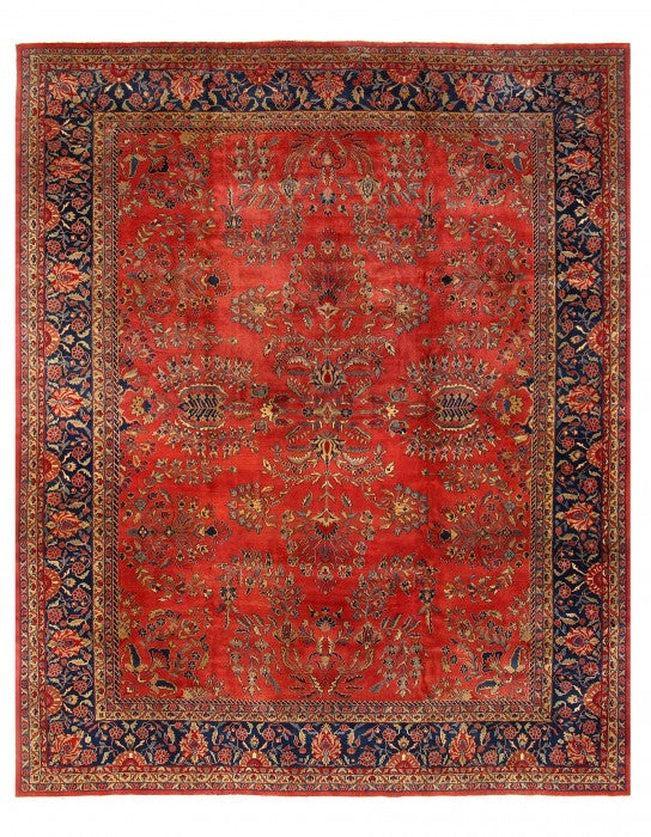 Canvello Rust Fine Hand - Knotted Sarouk Design12' X 15' - Canvello