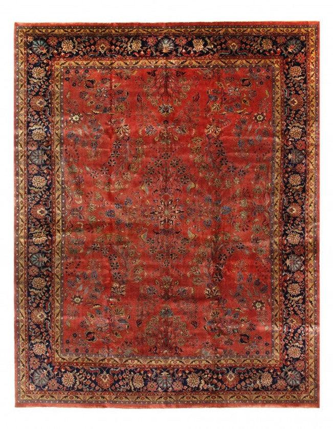 Canvello Rust Fine Hand - Knotted Sarouk Rug 12'5'' X 15'2'' - Canvello