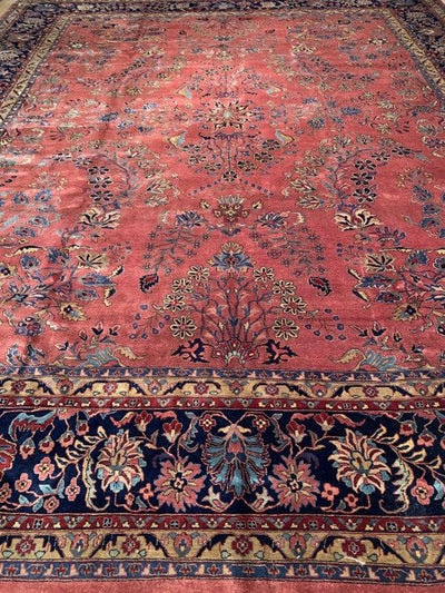 Canvello Rust Fine Hand - Knotted Sarouk Rug 12'5'' X 15'2'' - Canvello