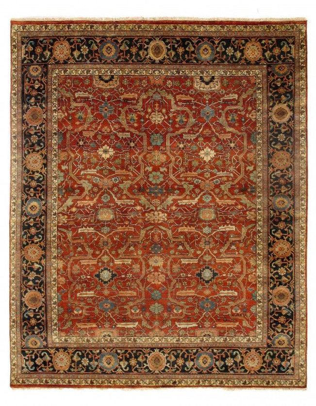 Canvello Rust Fine Hand Knotted Silkroad serapi Design Rug 7'11'' X 9'11'' - Canvello