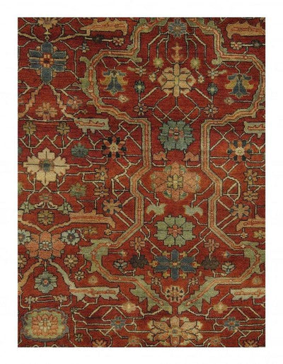 Canvello Rust Fine Hand Knotted Silkroad serapi Design Rug 7'11'' X 9'11'' - Canvello