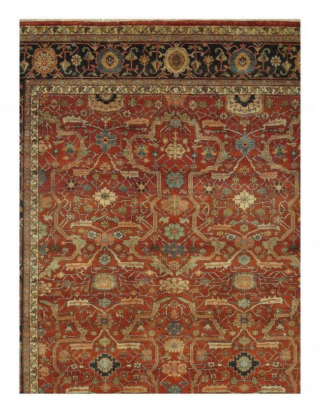 Canvello Rust Fine Hand Knotted Silkroad serapi Design Rug 7'11'' X 9'11'' - Canvello