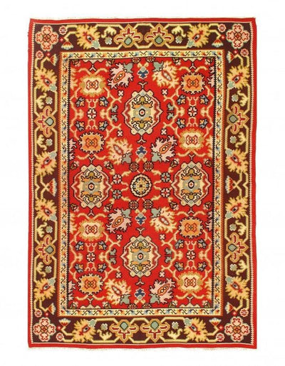 Canvello Rust Fine Hand Knotted Turkish Kazak Rug 5'3'' X 7'7'' - Canvello