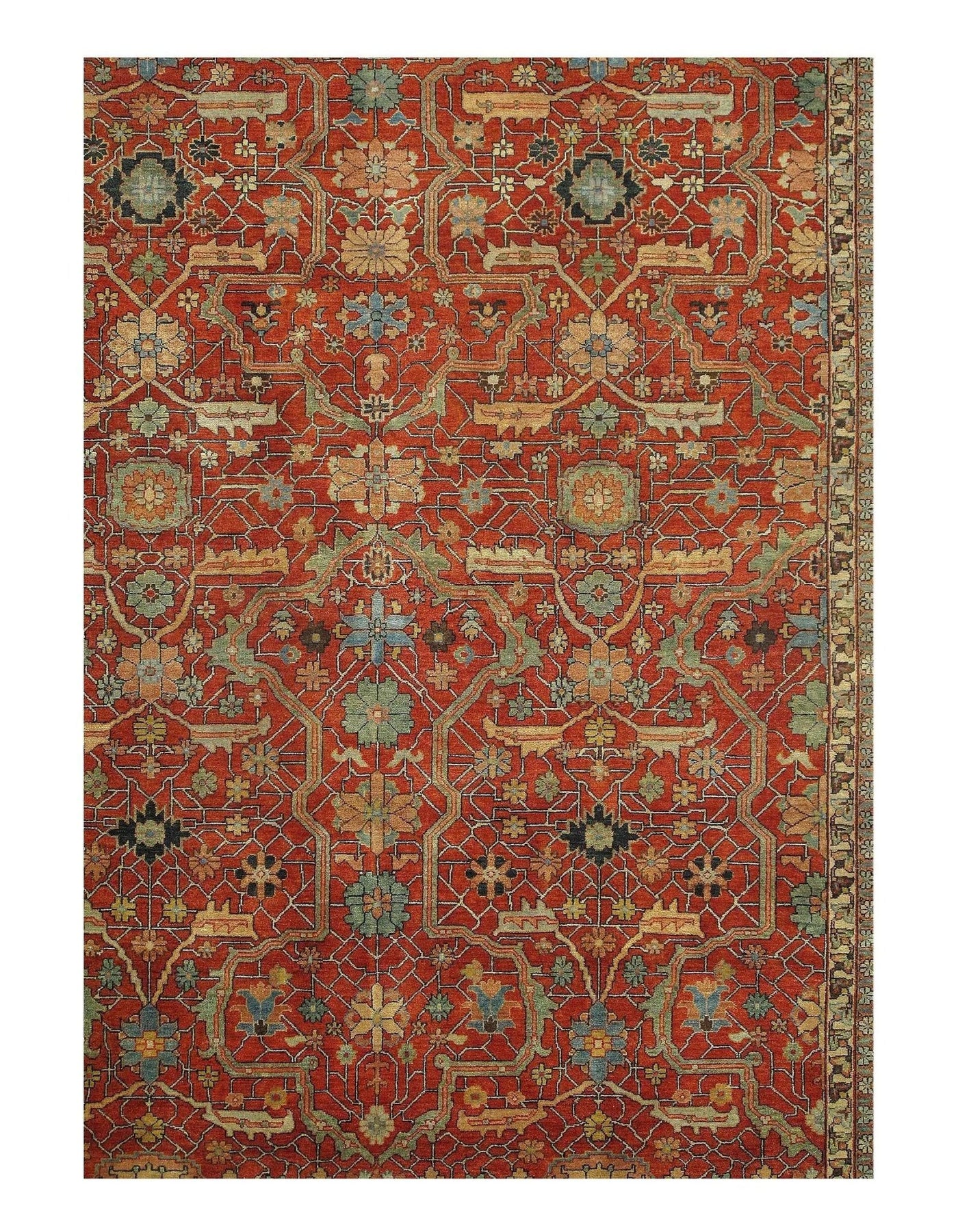 Canvello Rust Fine Serapi Design Hand - Knotted Rug - 9'3"x11'9" - Canvello