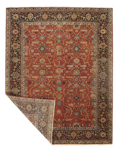 Canvello Rust Fine Serapi Design Hand - Knotted Rug - 9'3"x11'9" - Canvello