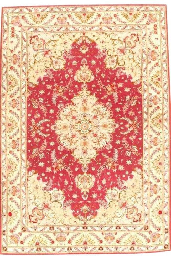 Canvello Rust Fine Silkroad Tabriz Rug - 6'7" x 10' - Canvello