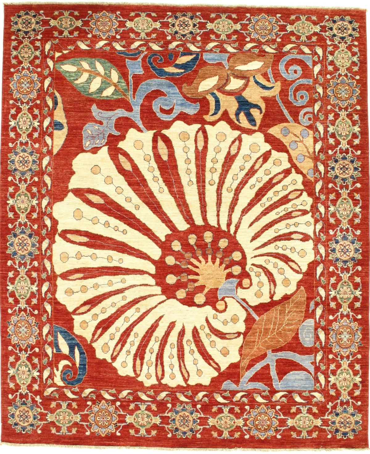 Canvello Rust Fine Suzani Rug - 7' X 8'
