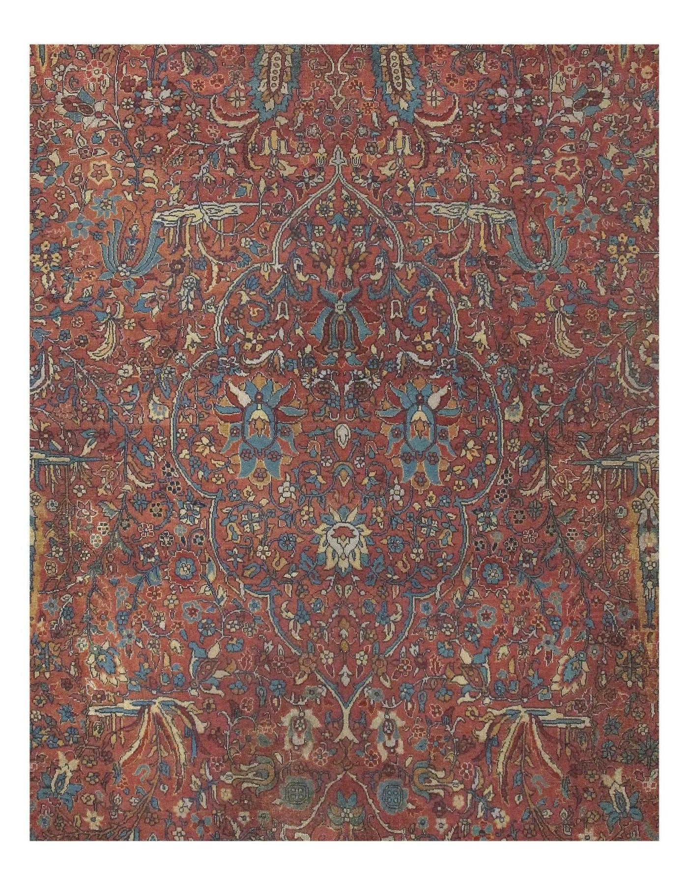 Canvello Rust Indian Antique Agra Rug - 11' X 14' - Canvello