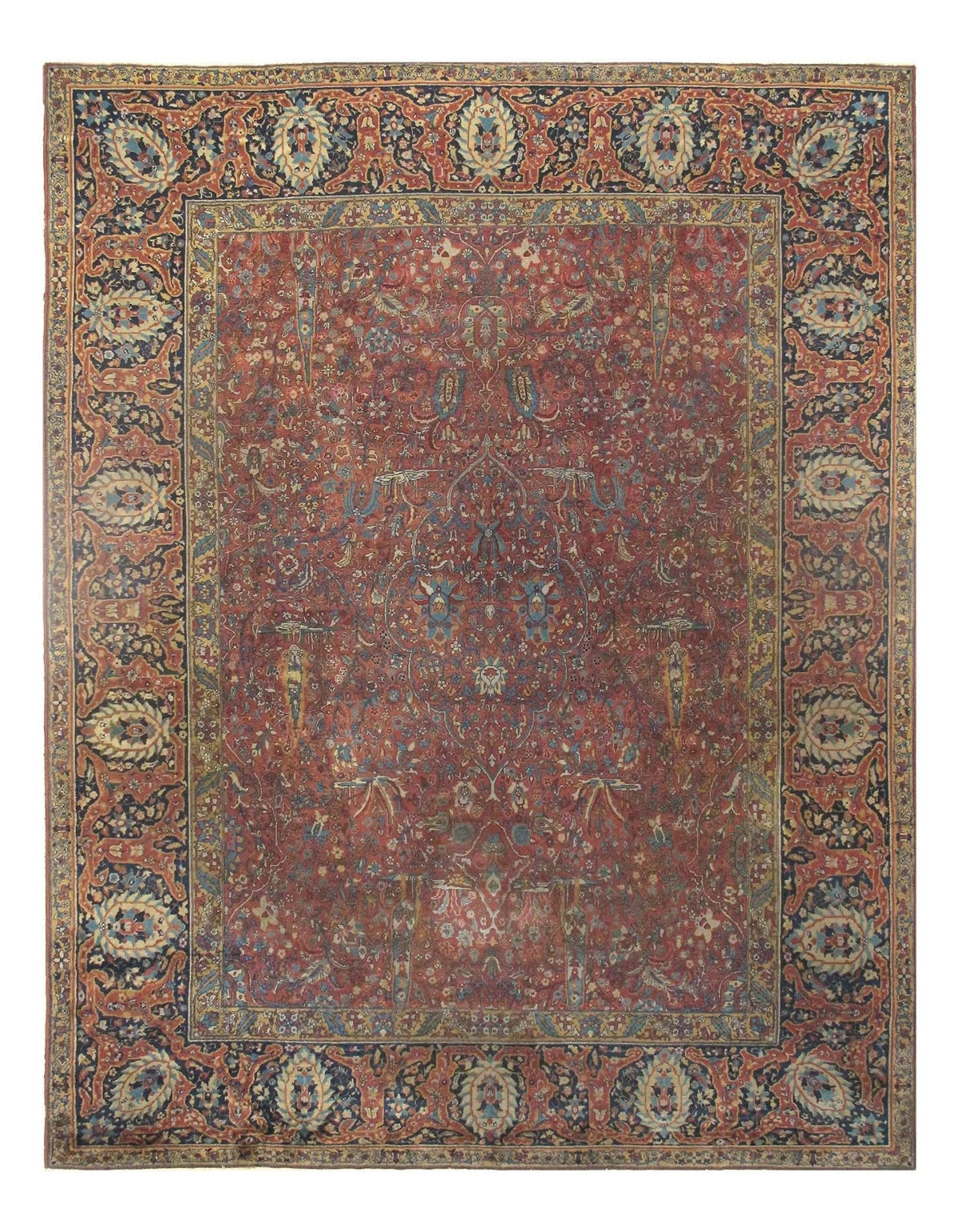 Canvello Rust Indian Antique Agra Rug - 11' X 14'