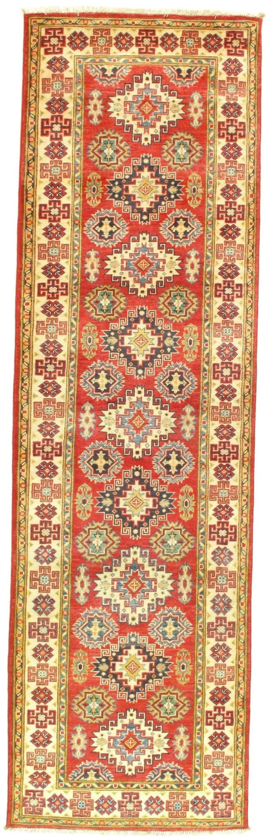Canvello Rust Kazak Runner Alfombra de lana de cordero 3' X 10'