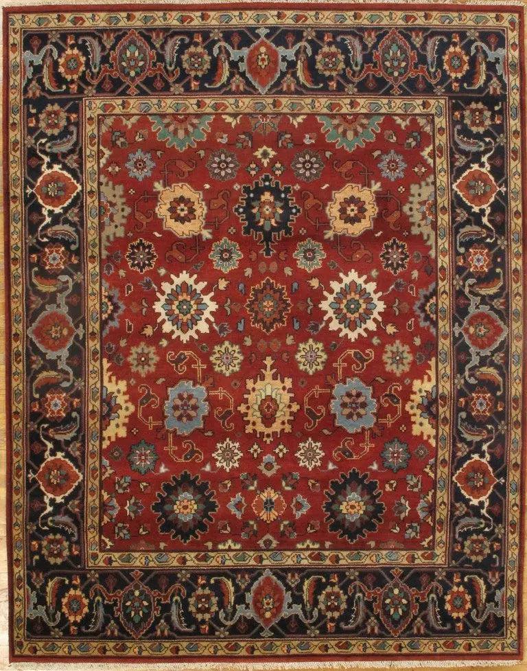 Canvello Rust Mahal Design Hand Knotted Rug - 8' X 10'