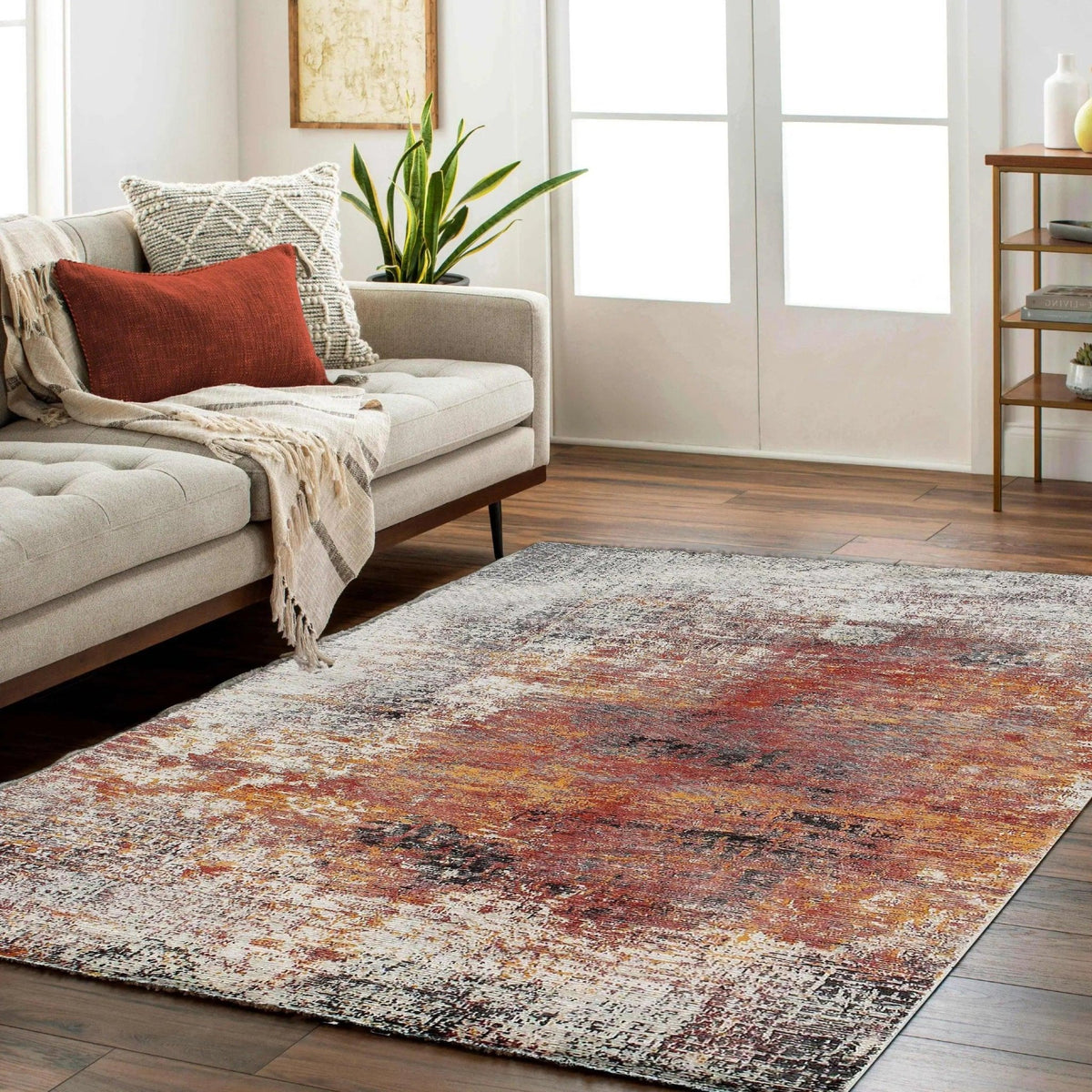 Canvello Rust Modern Rug - 5' X 8'