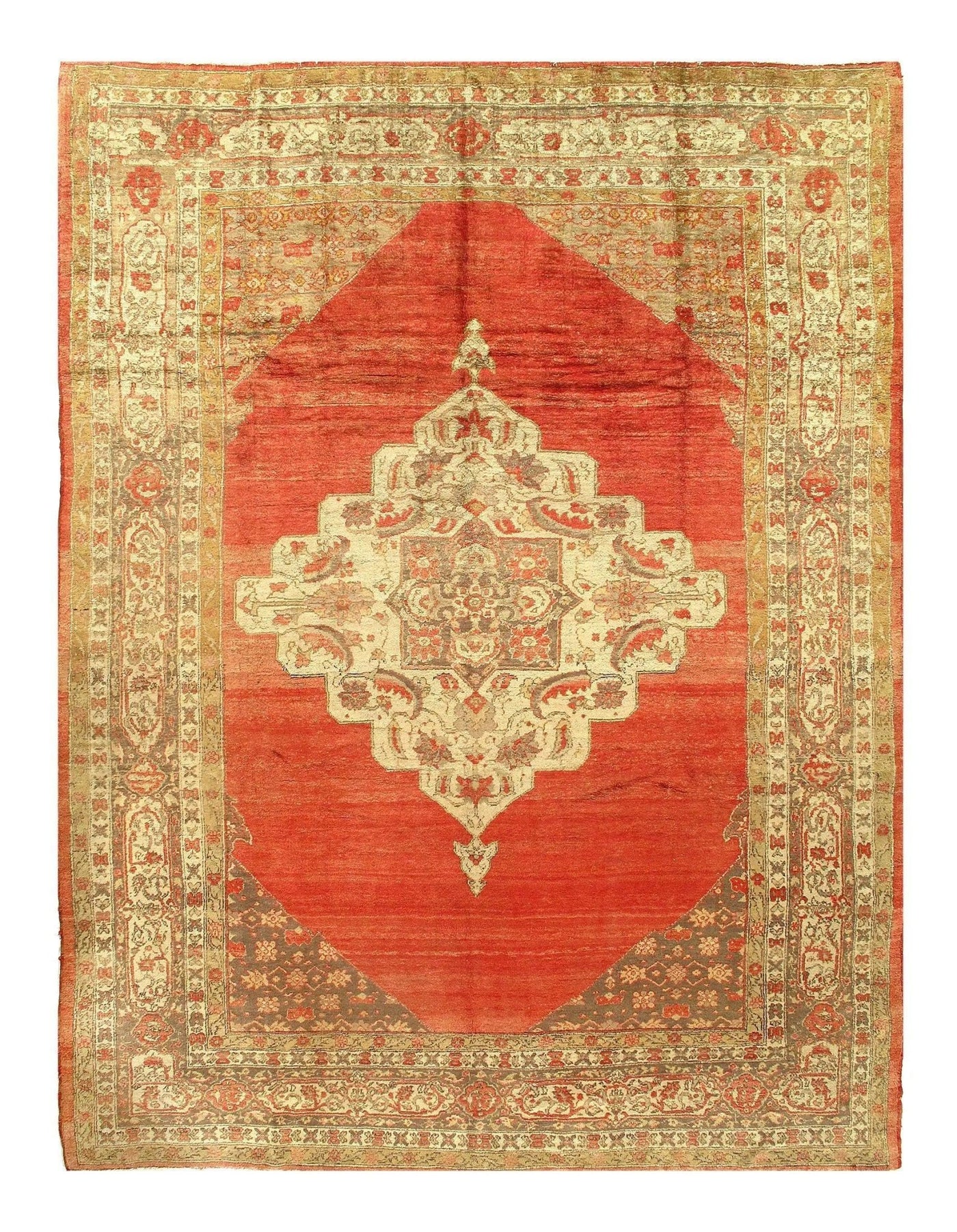 Canvello Rust Original Antique Turkish Oushak Rug - 9'6'' X 12'6'' - Canvello