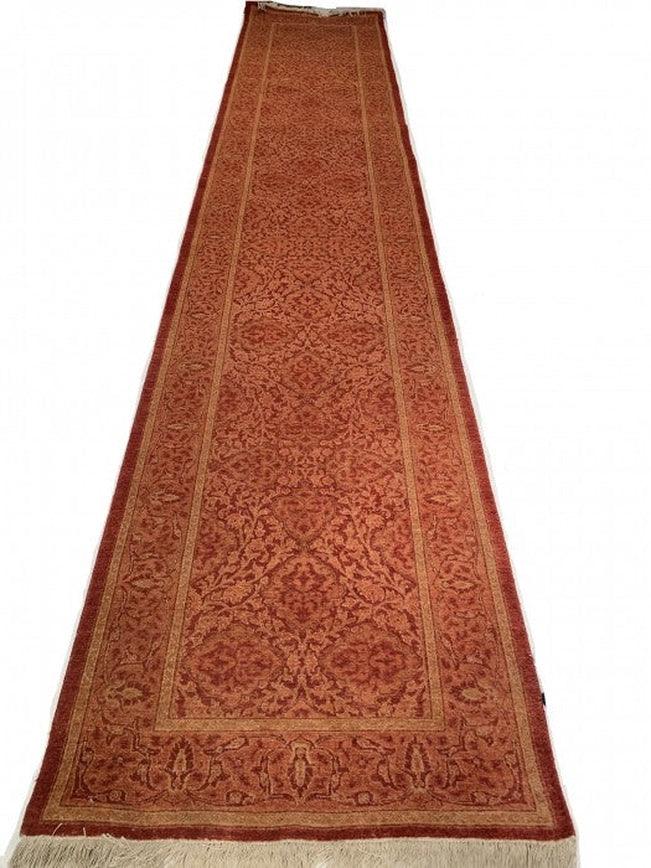 Canvello Rust Pak Silkroad fine Hand Knotted Tabriz Runner 2'7'' X 13'8'' - Canvello