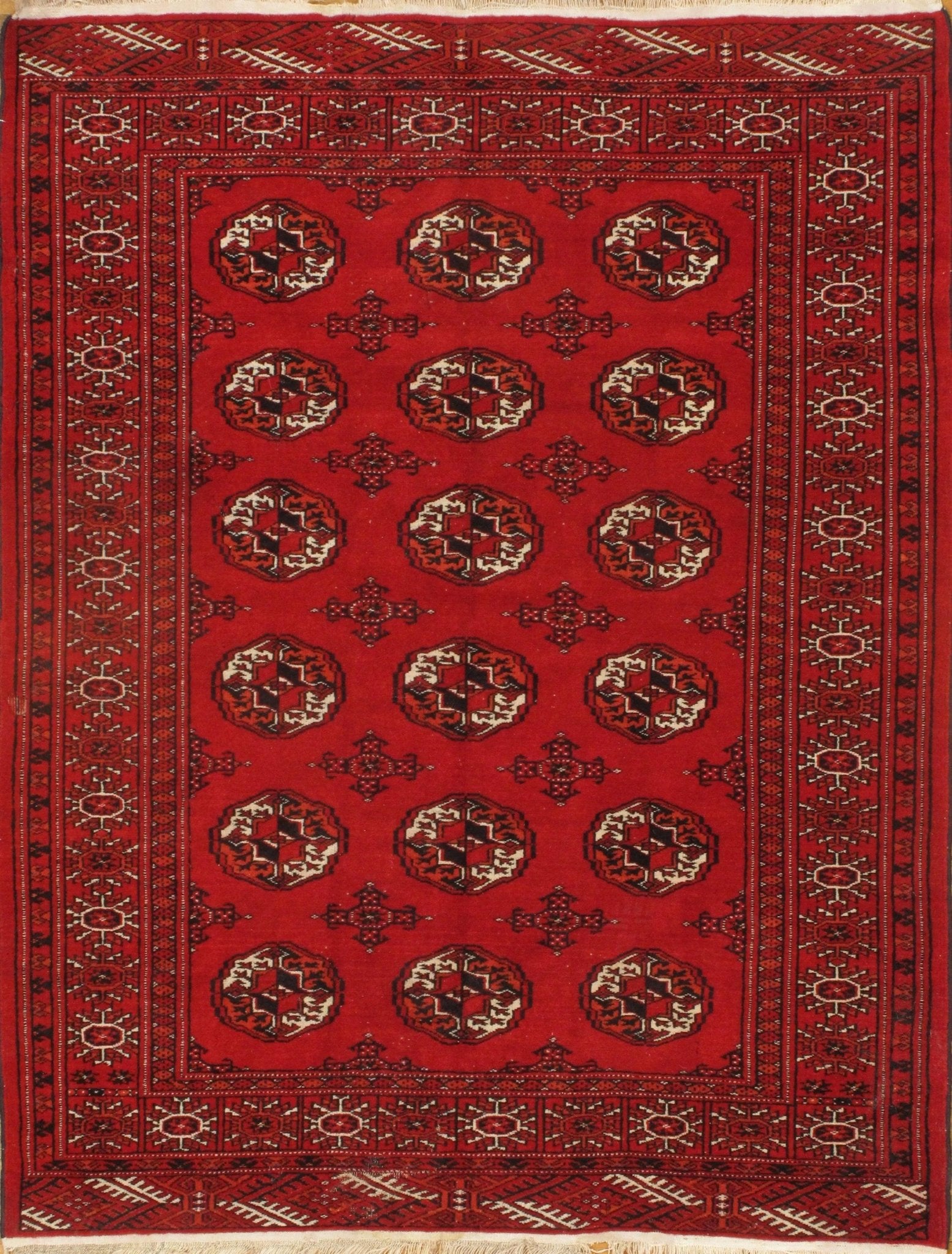 Rust Russain Turkman Rug - 4'2'' x 4'5'' - Canvello