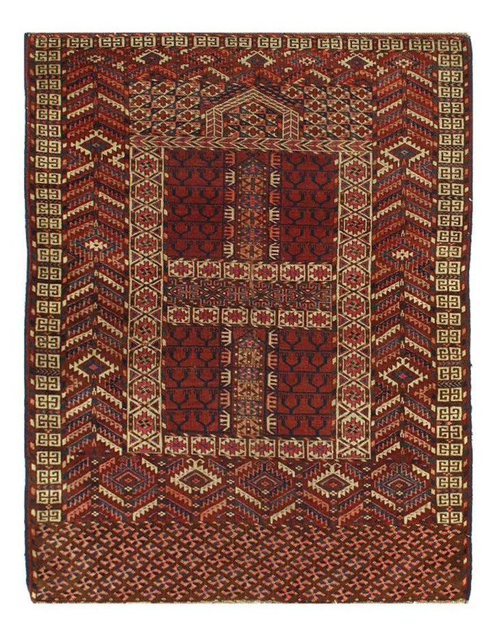 Canvello Rust Russian Turkman Rug - 4' X 5'