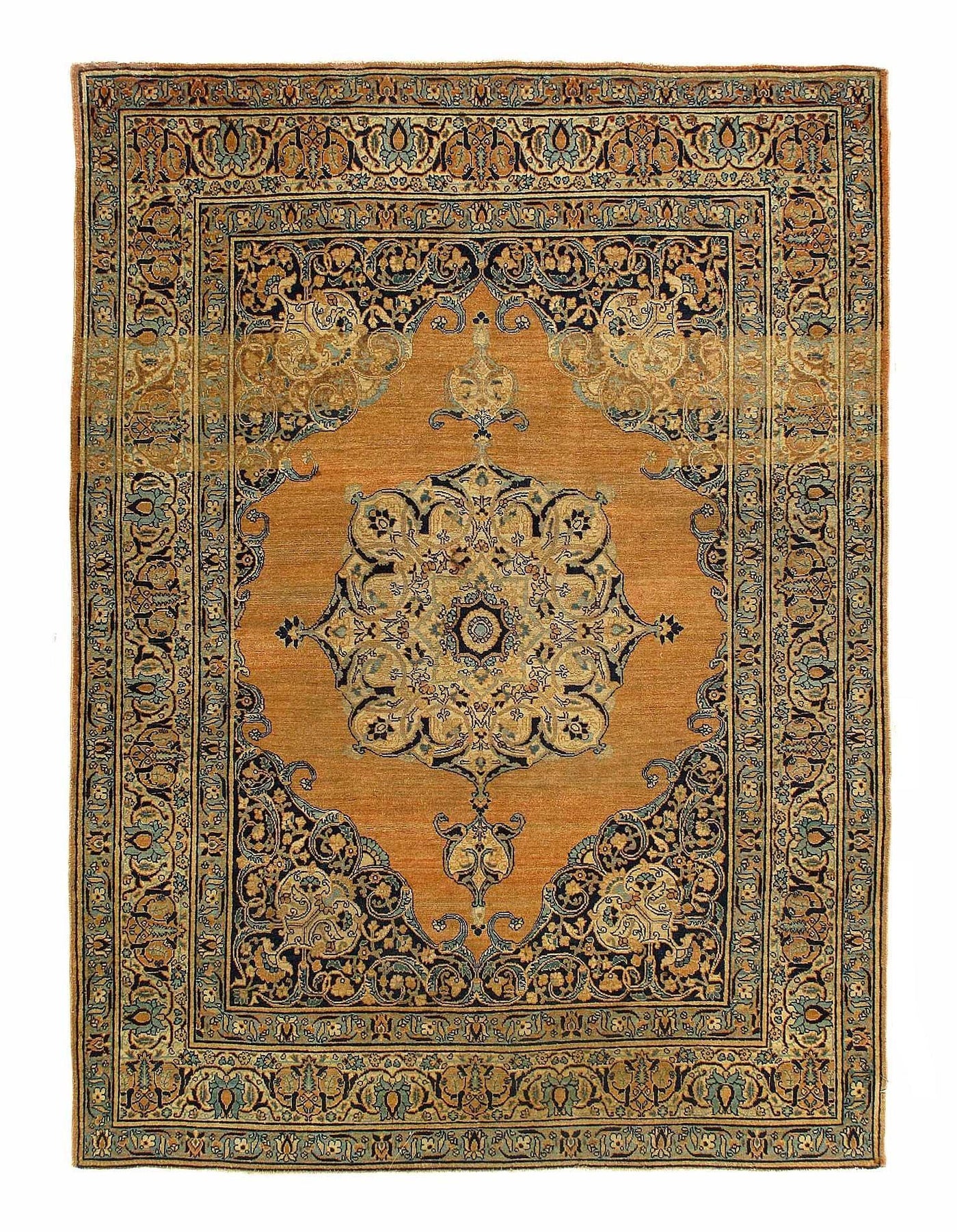 Canvello Rust Persian Antique Tabriz Rugs - 4'7'' X 6'2''
