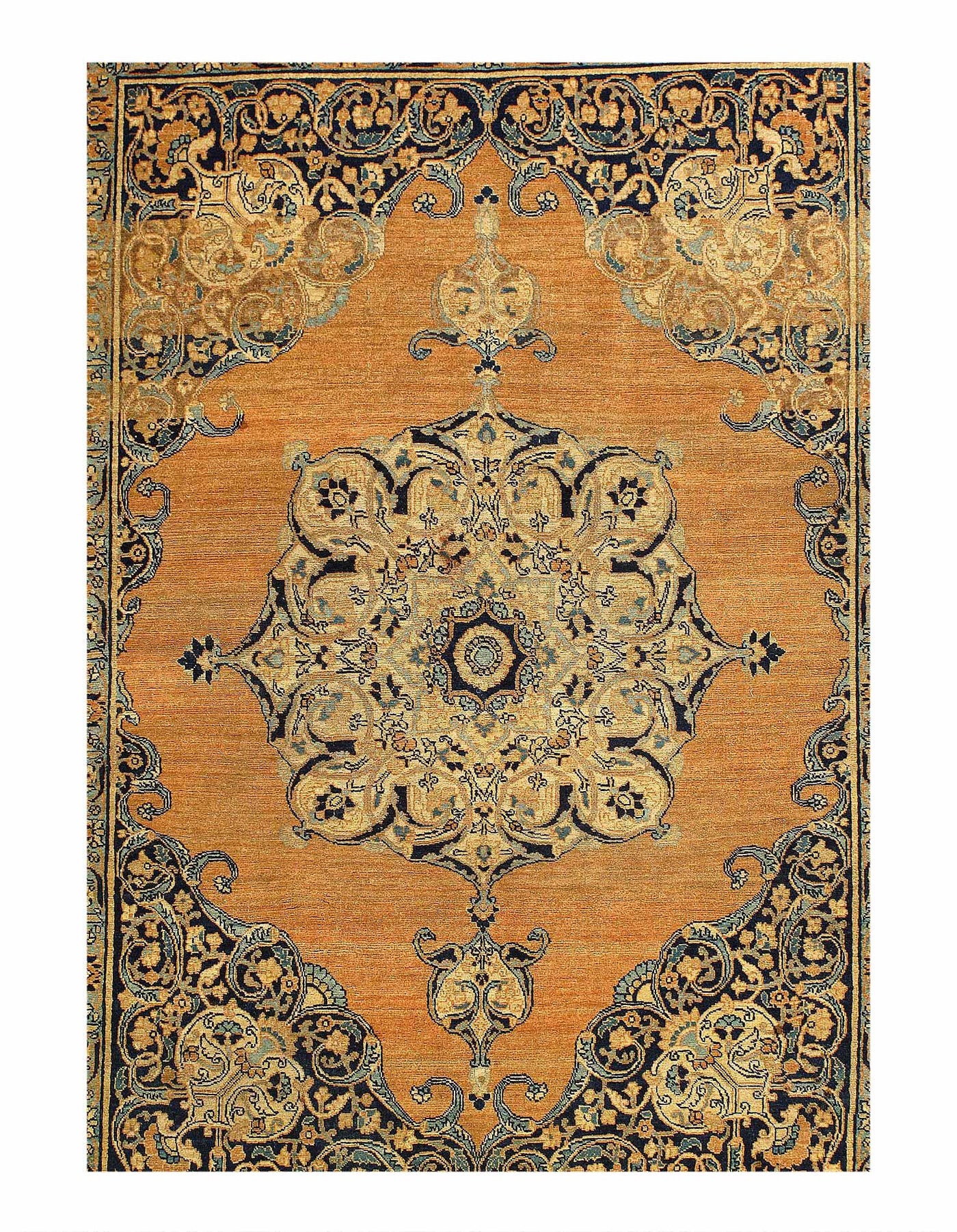Canvello Rust Persian Antique Tabriz Rugs - 4'7'' X 6'2''