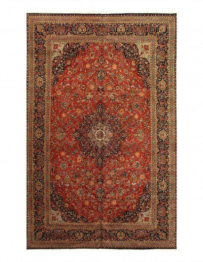 Canvello Rust Silkroad Hand Knotted fine Kashan Desigan 10' X 16' - Canvello