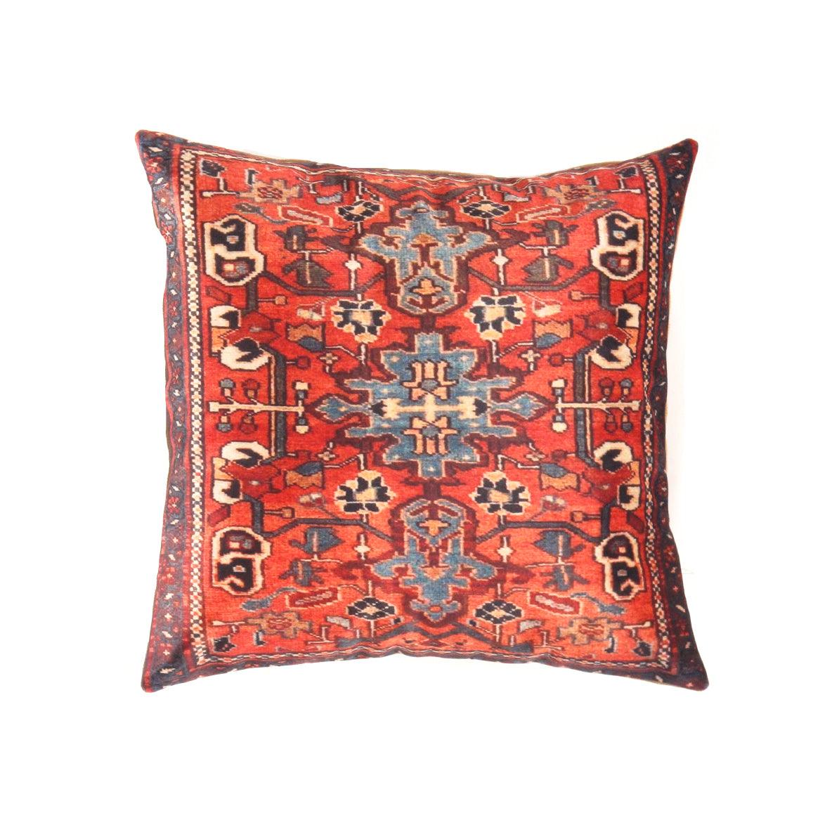 Canvello Rust Silkroad Heriz Velvet Pillow 16' X 16' - Canvello