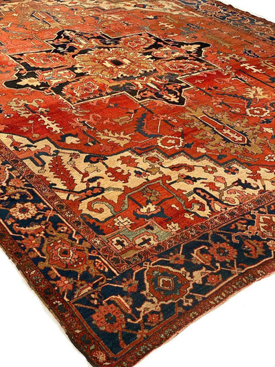 Canvello Rust Silkroad Serapi Blue Gold Rug - 9'4" X 11' - Canvello