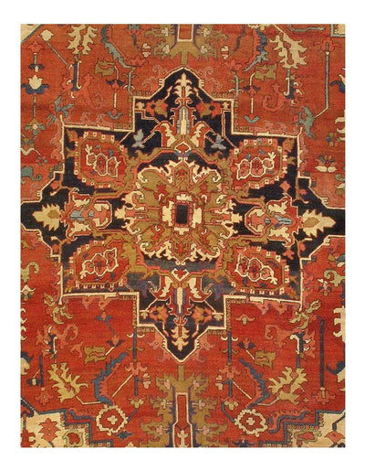 Canvello Rust Silkroad Serapi Blue Gold Rug - 9'4" X 11' - Canvello