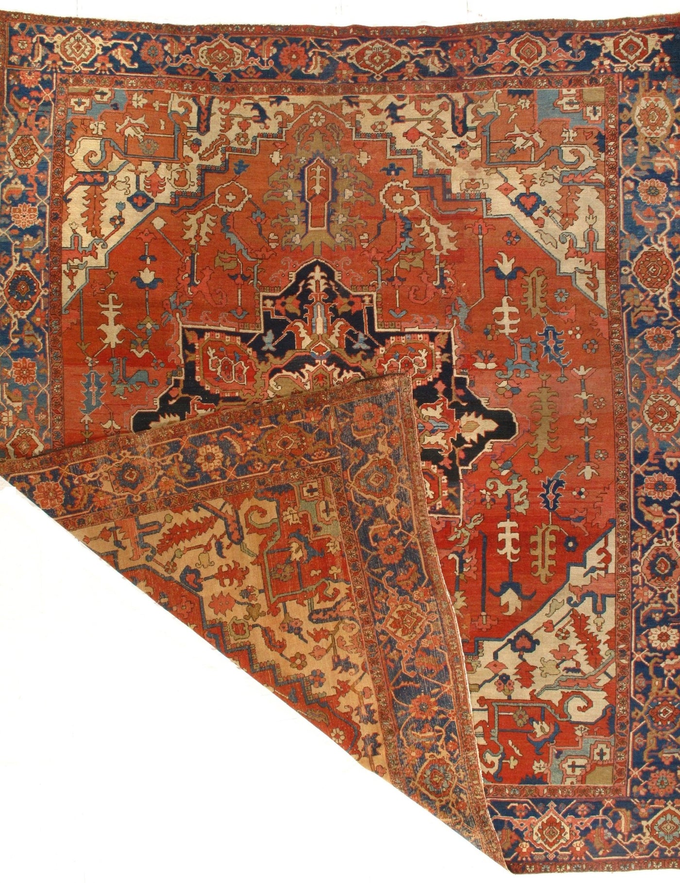 Canvello Rust Silkroad Serapi Blue Gold Rug - 9'4" X 11' - Canvello