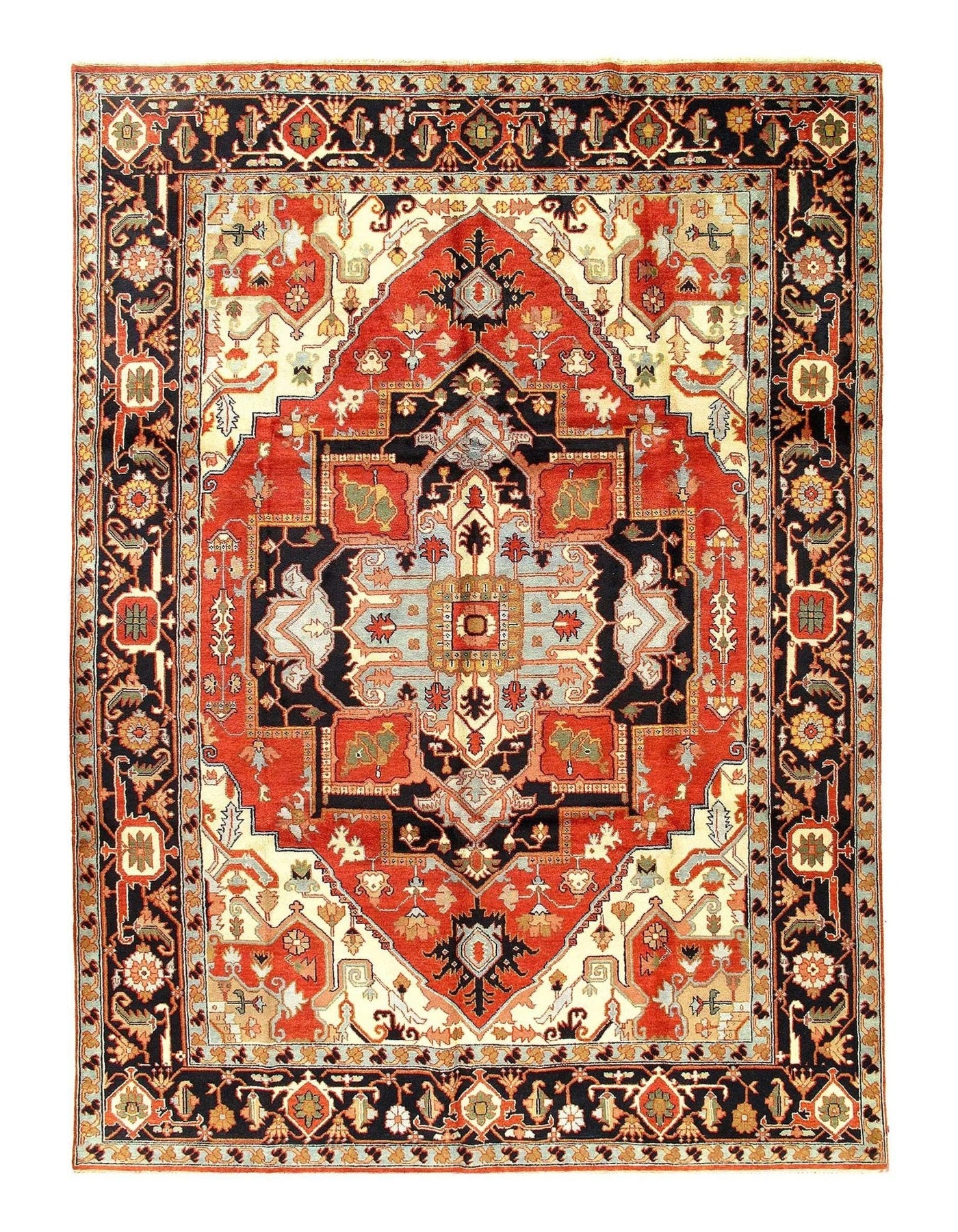 Canvello Rust Silkroad serapi design Rug - 9' X 12' - Canvello