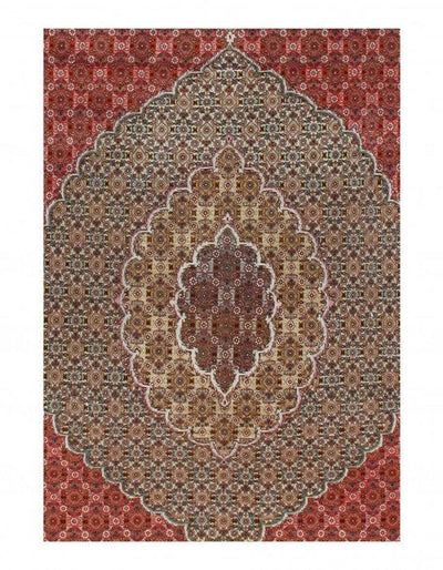 Canvello Rust Silkroad Silk And Wool Tabriz Rug - 6'.6'' X 9'.9'' - Canvello