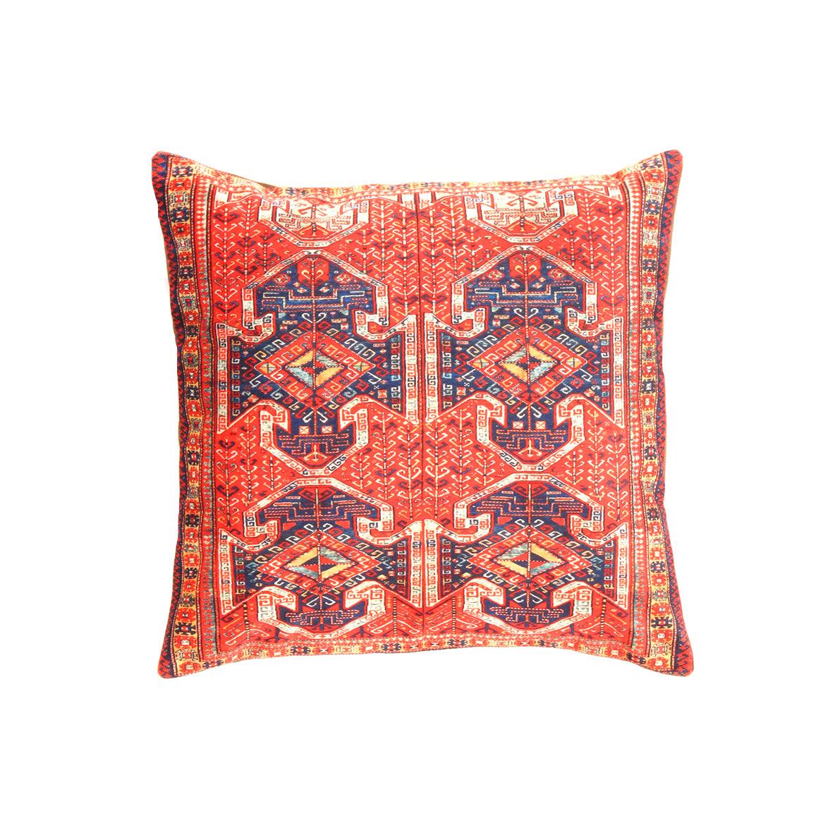 Canvello Rust Sumak Design Velvet Pillow 16' X 16' - Canvello