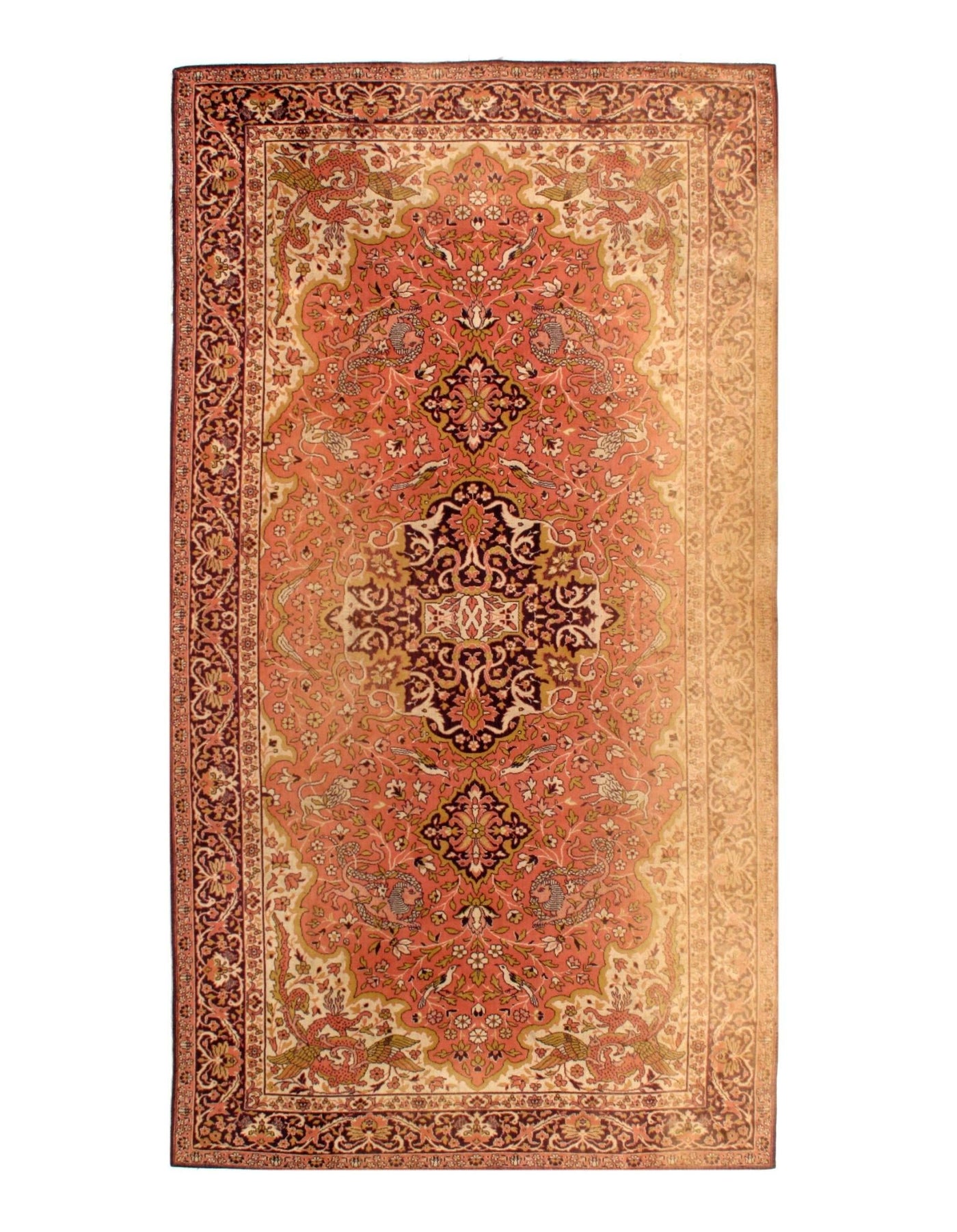 Canvello Rust Vintage Egyption Fine Tabriz machine made Rug - 5' X 9' - Canvello