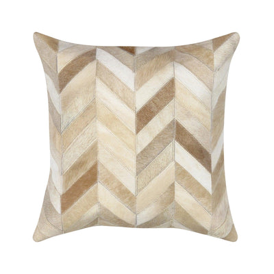 Canvello Safari Chevron L. Brown Cowhide 17" Decorative Throw Pillow - Canvello