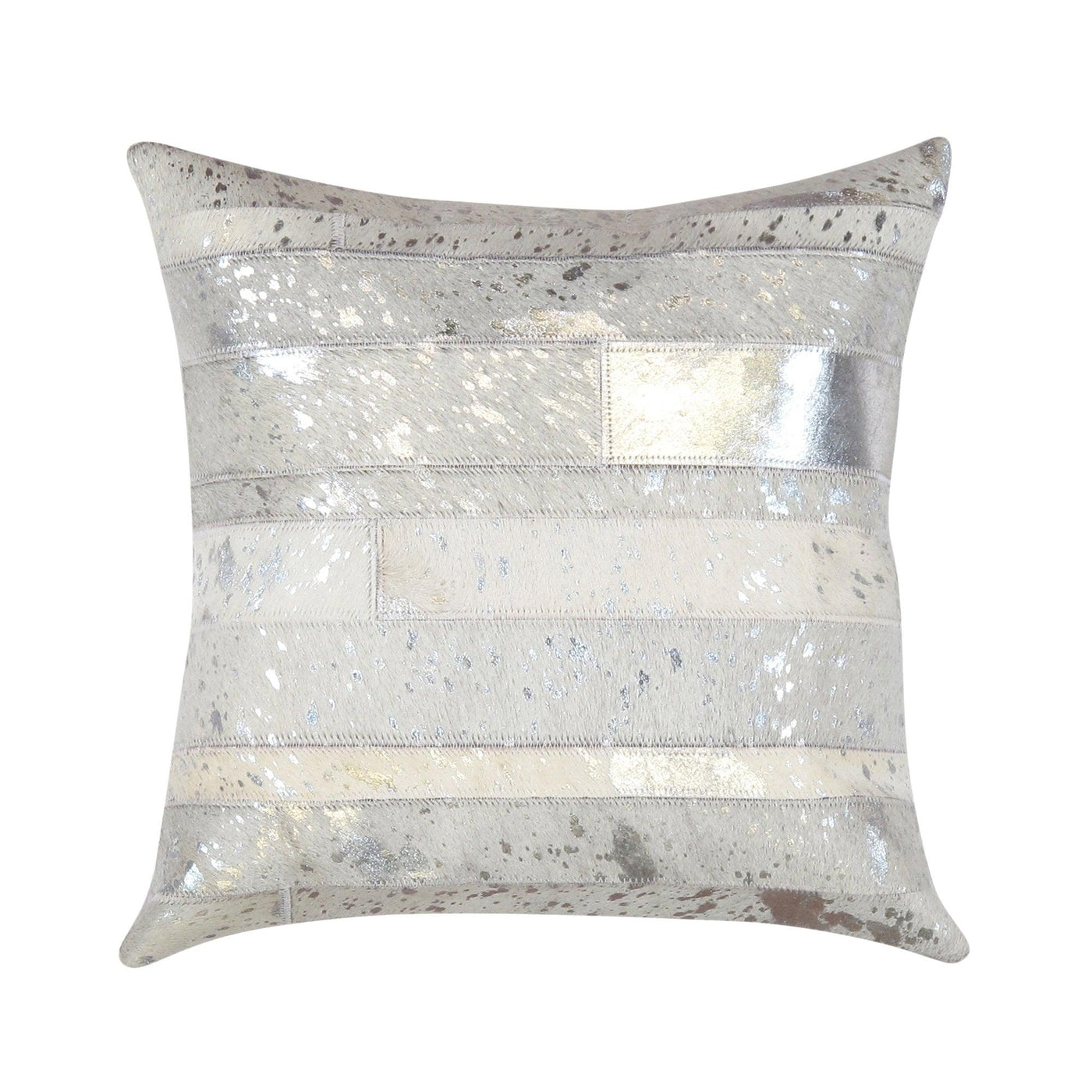 Canvello Safari Striped Silver Cowhide 17" Decorative Throw Pillow - Canvello