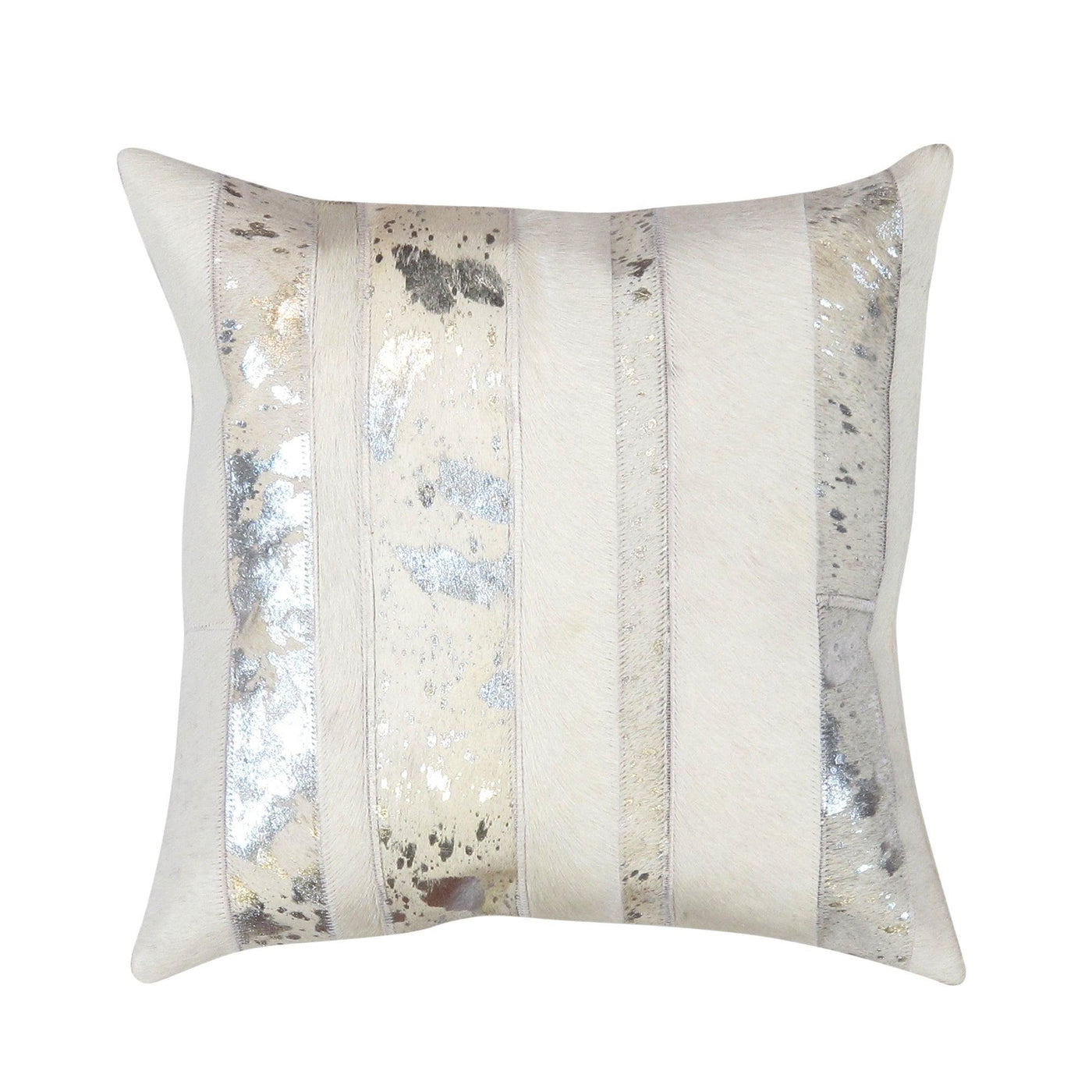 Canvello Safari Striped Silver Cowhide 17" Decorative Throw Pillow - Canvello