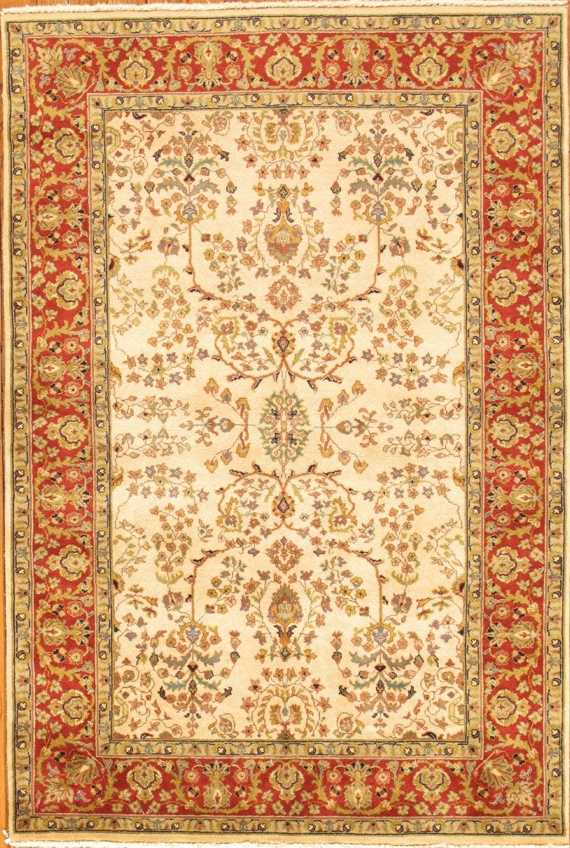 Canvello Sarouk Hand-Knotted Lamb's Wool Area Rug- 4'1" X 5'11"